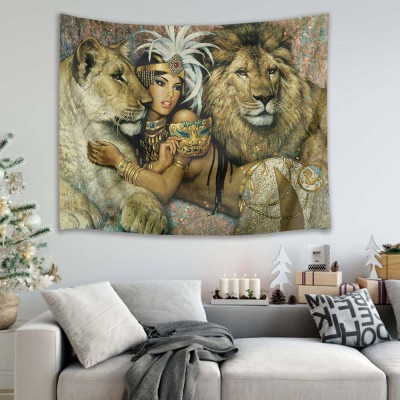 Egyptian Lion Beauty Girl Wall Hanging Tapestry Livingroom sheet Bedspread Decor   253815435102